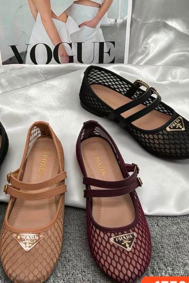 Ballerina Prada Mesh Flat Shoes